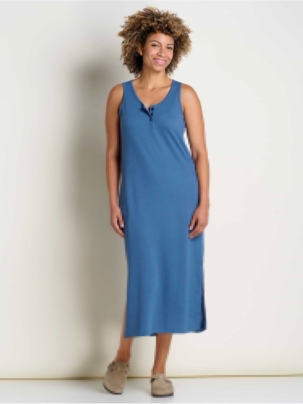 Toad&Co Sleeveless Black Henley Knit Maxi Dress L